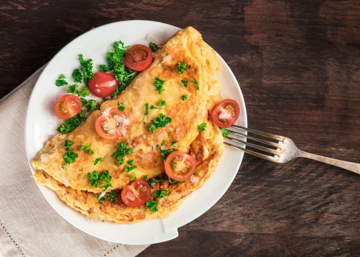 omelete de presunto e espinafres