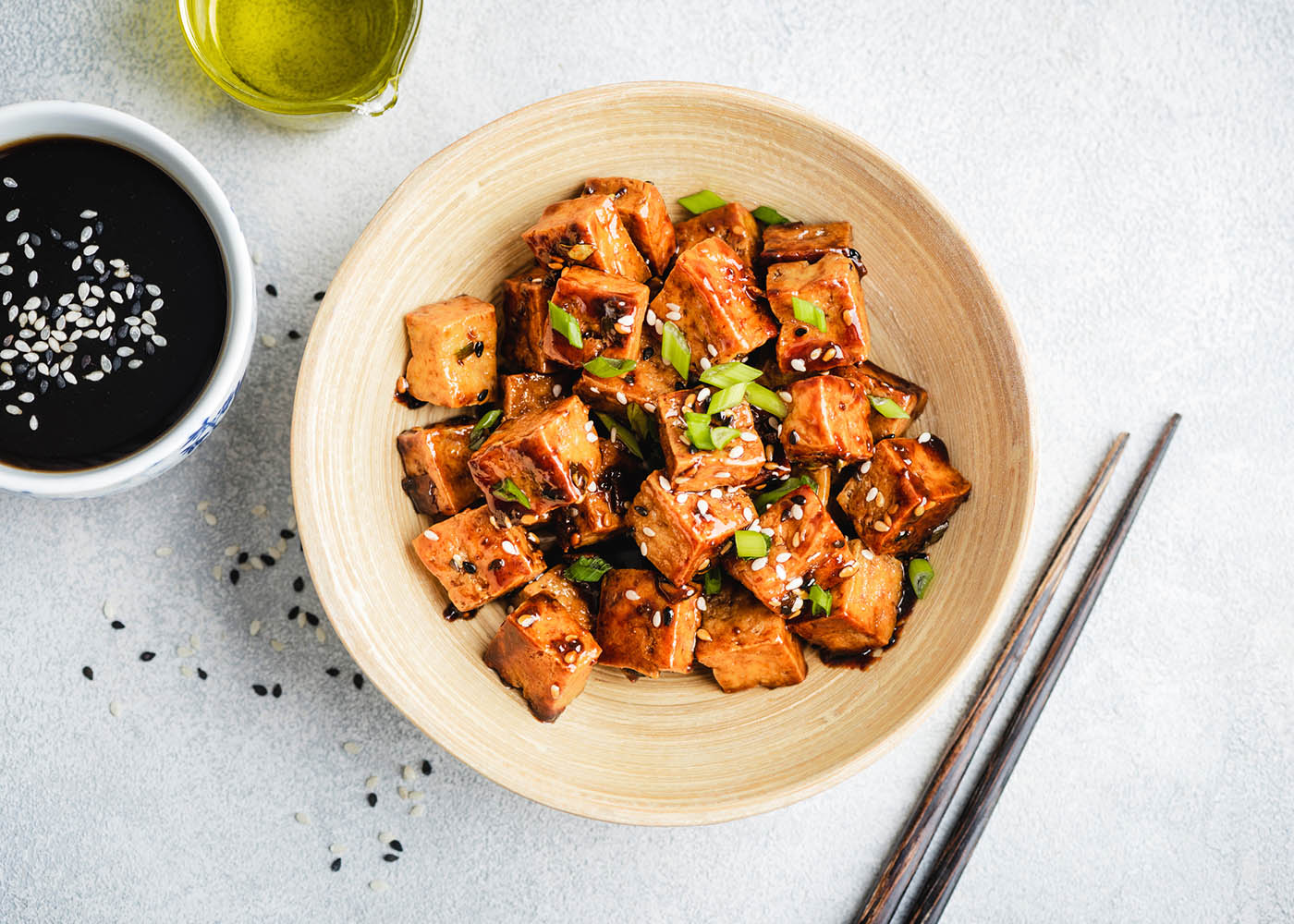 Tofu assado com batata-doce
